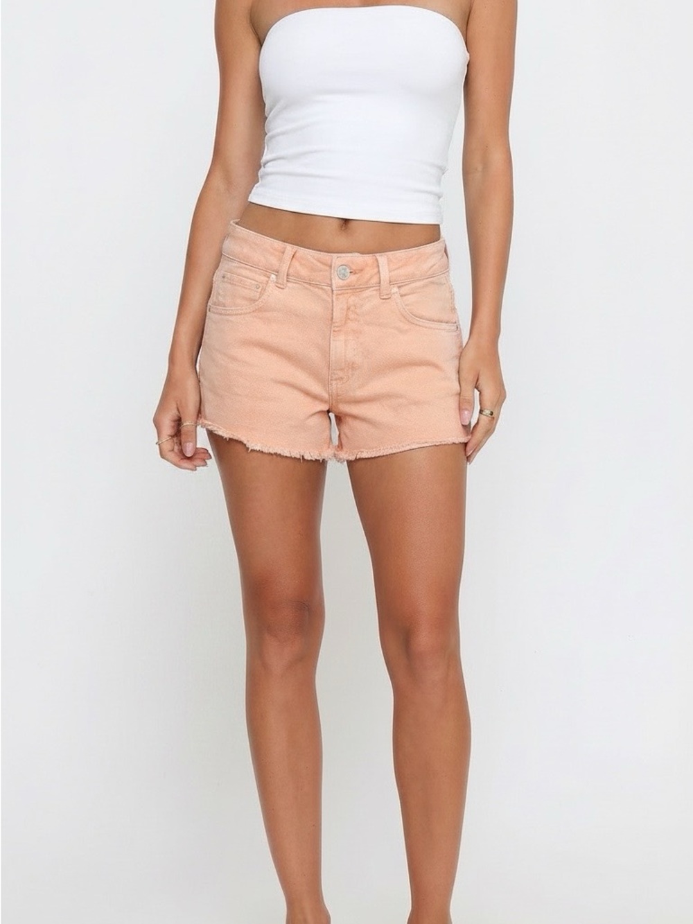 Guess Peach Denim Cutoff Shorts 99% cotton
